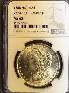 1888�N P NGC MS65 VAM 16 DDR ���[�X �z�b�g 50 �����K�� �V���o�[ �_���[