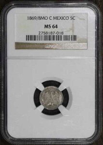 1869/8-Mo (MS64) ���L�V�R 5 Centavo 5C NGC - ���m�ȃI�[�o�[�f�[�g