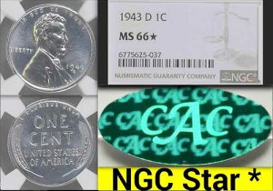 1943-D NGC STAR CAC MS66 STAR Pop 25 vs 15,348 Non-STAR ?? �v���[�t�H? �����J�[���Z���g