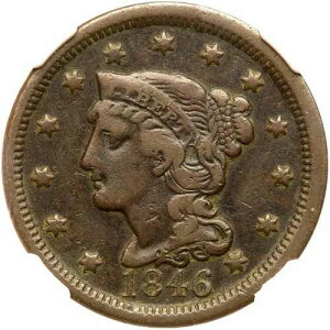1846�N N-23 R-5+ NGC VF 30 �g�[���f�C�g �u���C�h�w�A ���[�W�Z���g�R�C�� 1�Z���g