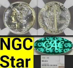 1945�N NGC MS66* CAC STAR Pop 20 �S�O���[�h 11,247�� NGC�F��I�}�[�L�����[�_�C��
