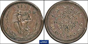 1863 F55C-1a �r�[�o�[�_�� WI NGC AU50BN - �p�Ȃ����v�����V�F�b�g�N���b�v @ 3:00 Amazon/Spear