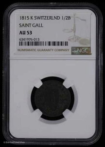 1815 K 1/2B �X�C�X 1/2 �o�b�c�F�� �V���o�[ �X�C�X�B NGC AU 53
