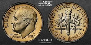 1987 S 10C ���[�Y�x���g �_�C�� PF70 �E���g���J���I UCAM DCAM NGC �t�H�g�r�W���� SKU 3151