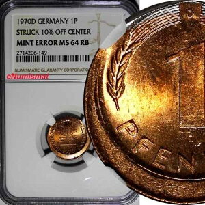 �h�C�c - �A�M 1970-D 1 �y�j�b�q NGC �~���g�G���[ MS64 RB �� KM#105 (149)