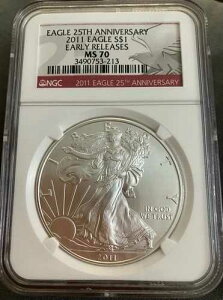 2011�N�A�����J���E�V���o�[�E�C�[�O���E�h�� $1 NGC MS 70 �A�[���[�����[�X25���N�L�O