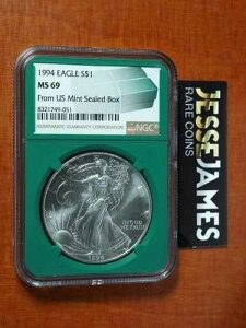 1994�N $1 �A�����J�� �V���o�[ �C�[�O�� NGC MS69 �č������ǔ��s ���J�� �{�b�N�X���x�� �O���[���R�A
