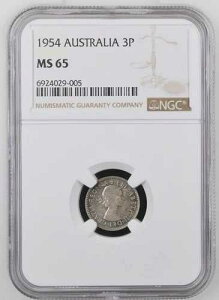 1954 �N �I�[�X�g�����A 3P �X���[�y���X�AQEII�AKM# 51 NGC MS 65�A�ō��l�ɋ߂�!!
