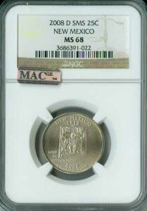 2008 D �j���[���L�V�R �N�H�[�^�[ NGC MS68 SMS 2ND FINEST MAC SPOTLESS �B