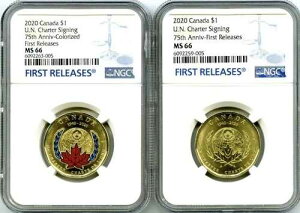 2020�N 1�h�� �J�i�_ NGC MS66 ���A���� ���[�j�[ ���[�j�[ �h�� �}�b�`�h 2���Z�b�g - FR