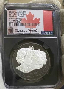 2022 �J�i�_ $20 QE II ���C���� �T�C�t�@�[ ���W�E�� NGC PF70 �}�b�g W/SUSAN TAYLOR AUTO�B