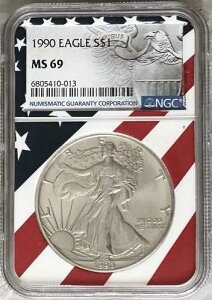 1990�N �A�����J�� �V���o�[ �C�[�O�� S $1 �����f�B���O T-2 NGC MS69 0.9999 1�I���X **�����x��**