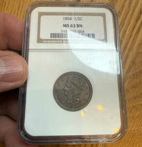1854�N �҂ݍ��݃w�A �n�[�t�Z���g NGC MS 63 BN ZB16