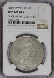 1875-S �V�[�e�b�h���o�e�B�^�C�v1 Rev �g���[�h $1 NGC UNC �ڍ� �`���b�v�}�[�N�A�N���[�j���O�ς�