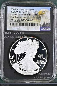 2025 P �V���o�[�C�[�O�� �A�����J�C���� ��250���ԋ� NGC PF70 �������s�i���������j
