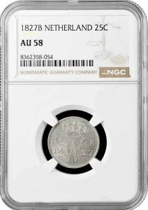 �I�����_ 25�Z���g 1827 B�ANGC AU58�A�u�E�B���A��1���i1815-1840�j�v�g�b�v�|�b�v 1/0