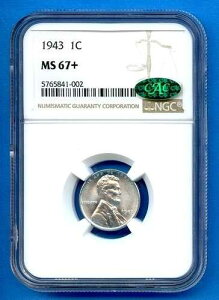 1943 P NGC MS67+ �����J�[���E�X�`�[���E�Z���g 1�Z���g �č������� �E�B�[�g�y�j�[ 1943-P MS-67 Plus CAC