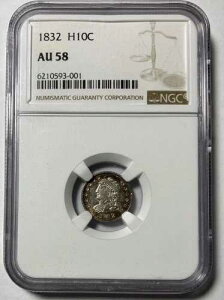 1832�N�� �L���b�v�h�o�X�g �n�[�t�_�C�� ������NGC AU58 �F�ʂ̃^�b�`