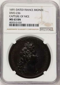 �t�����X - 1691�N ���C14���u�j�[�X��́v���_�� - NGC MS63BN - ������!