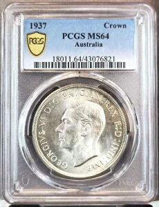 1937�N �I�[�X�g�����A �V���o�[�N���E�� �����W���[�W6���Պ��� PCGS MS 64 ������BU