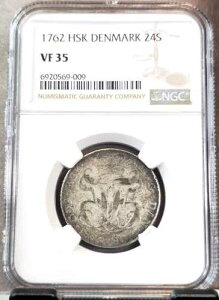 1762�N �f���}�[�N �V���o�[ 24 �X�L�����O �t���f���b�N5�� NGC VF 35 ���Ɋ󏭂ȑf���炵���R�C��
