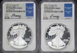 2021-W T-1 & T-2 �A�����J���V���o�[�C�[�O�� 2���Z�b�g NGC PF70 UC Moy ?COINGIANTS?