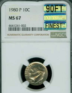 1980 P ���[�Y�x���g �_�C�� NGC MS67 MAC 90FT MAC �ō����O���[�h �X�|�b�g���X $7,000 IN FT �B