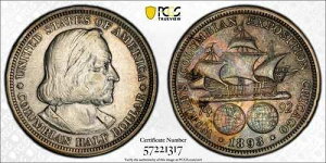 1893�N 50�Z���g �R�����o�X �G�N�X�| �g�i�[ PCGS XF �ڍ�