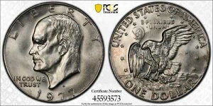 1977-D 1�h���A�C�[���n���[�d�݁BPCGS�ɂ��Ӓ�ł�MS65�i�~���g�X�e�[�g65�j�Ƃ���Ă��܂��B