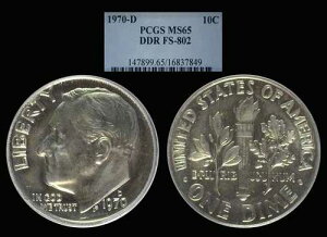 1970-D DDR 802 ���[�Y�x���g �_�C���APCGS �� MS65 �ƕ]���I��ޖL�x�I