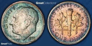 1955�N �g�[�����H ���[�Y�x���g �_�C�� �v���[�t PCGS PR67 PF 67 �g�[�����H �V���o�[�R�C�� 10�Z���g