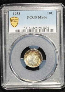 1958�N�����1958-D���[�Y�x���g�_�C�� - PCGS MS-66 - �ǍD�ȐF���A�J���[