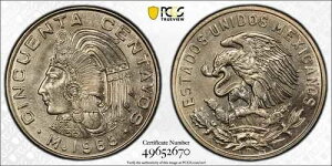 1965-Mo ���L�V�R Cincuenta Centavo 50C PCGS MS66 �S�[���h�V�[���h & �g�D���[�r���[!