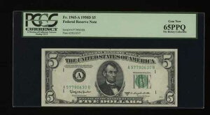 DBR 1950-D $5 FRN �{�X�g���W�F�� Fr. 1965-A PCGS 65 PPQ �V���A�� A57790630B