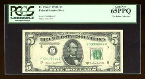 DBR 1950-C $5 FRN �A�g�����^ �W�F�� Fr. 1964-F PCGS 65 PPQ �V���A�� F59998044C