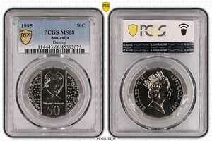 1995�N �t�B�t�e�B�Z���g 50�Z���g �_�����b�v �I�[�X�g�����A PCGS MS68 FDC GEM UNC #3746