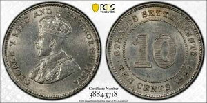 Straits Settlements 1926 10�Z���g PCGS MS62 PC0914 �����z��
