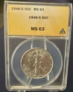 1946 50C �E�H�[�L���O ���o�e�B �n�[�t �h�� - MS63 ANACS - �f���炵��!