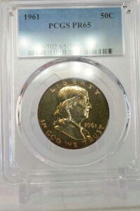 PR65 1961 PCGS�O���[�h �t�����N���� �V���o�[ �n�[�t�_���[ �v���[�t �����X�^�[�g�[�� ���A�R�C��