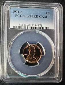 1971-S 1C PR69RD CAM PCGS�F��i�X�[�p�[�L�[�f�[�g�j�����J�[���v���[�t�R�C��