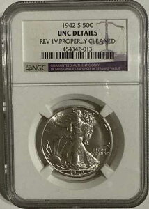 1942-S NGC UNC �f�B�e�[�� �E�H�[�L���O ���o�e�B �n�[�t �_���[ �O���[�g �A�C �A�s�[�� (MS63-64)