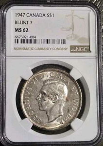 1947�N �u�����g7 �J�i�_ �V���o�[�h�� 1�h�� - NGC - MS-62 - ���򂪂��薾�邢