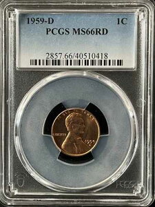 1959-D 1C RD �����J�[���L�O�� 1�Z���g PCGS MS66RD 40510418