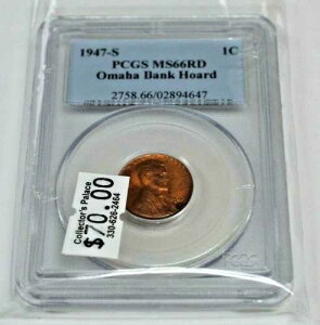 1947-S 1C �����J�[�� �Z���g PCGS MS 66 RD �r�W�l�X �X�g���C�L �I�}�n ��s �z�[�h