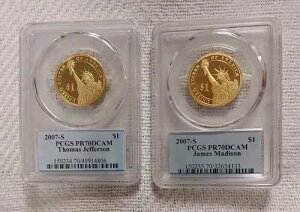2007-S $1 PCGS PR70DCAM �g�[�}�X�E�W�F�t�@�[�\���ƃW�F�[���Y�E�}�f�B�\�� 2���Z�b�g
