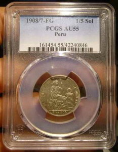 �y���[ 1908/7 FG - 1/5 �\�� - PCGS AU 55 �O���[�h