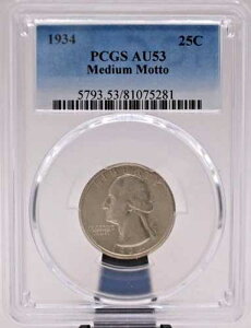 1934�N �~�f�B�A�����b�g�[ ���V���g�� �N�H�[�^�[ PCGS AU53 (042PID)