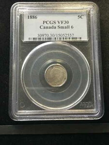 1886�N�� Small 6; PCGS�F��J�i�_���A5�Z���g�A**VF-30** #2557