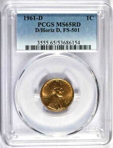 1961-D PCGS MS65RD D/Horiz D FS-501 �����J�[�� �Z���g