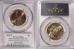 2025 P �e�L�T�X �~�b�V�����R���g���[�� �C�m�x�[�V���� 1�h�� PCGS MS66 �|�W�V����B �t�@�[�X�g�X�g���C�N